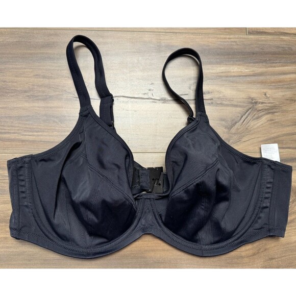 Elomi Essentials US 40DDD Black Plunge Underwire Bikini Top Style ES7504BLK - Picture 1 of 4